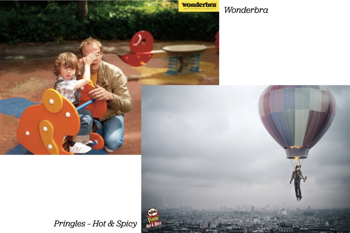 inverted ads wonderbra and pringles hot and spicy hot air balloon
