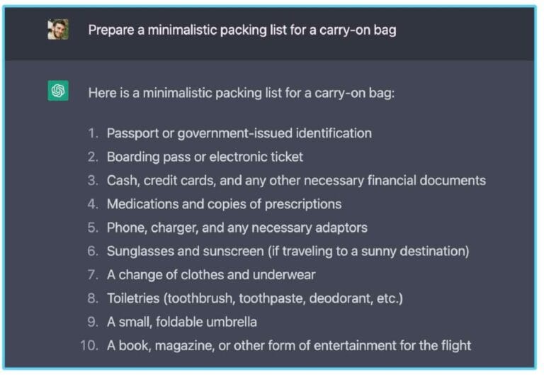 using chatgpt to generate a list