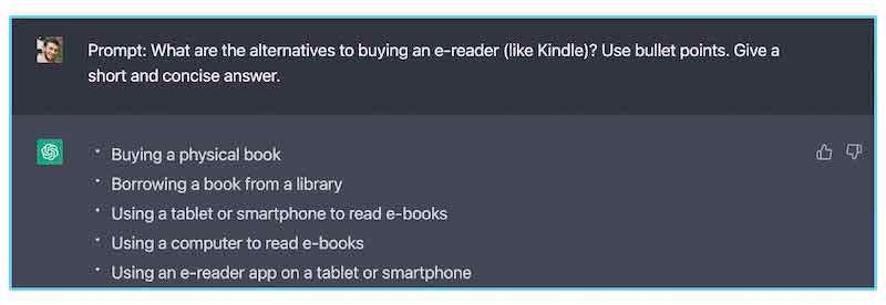 ai prompt: what are the alternatives to buying an ereader? use pullet points. give short and consice answer.