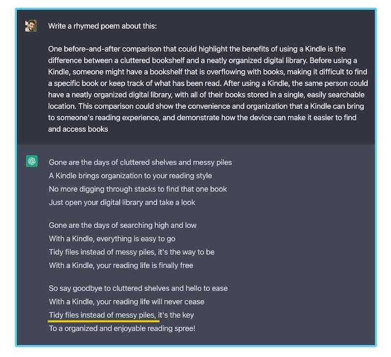asking chatgpt to write a rhymed poem