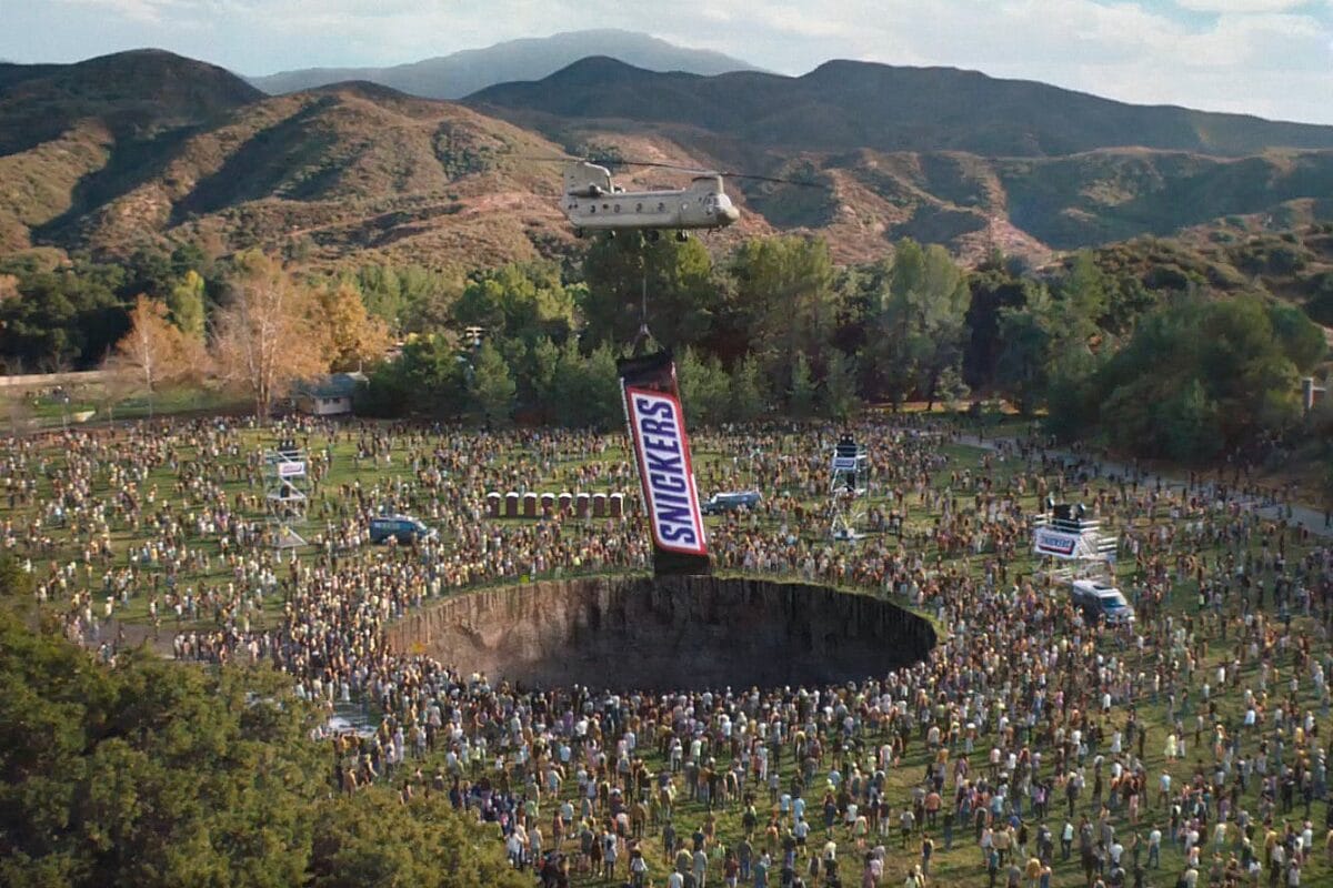 snickers ad, magnified snickers