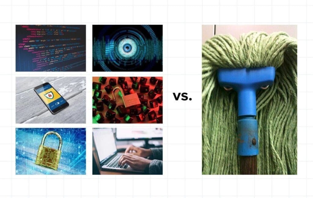 images that relate to your product vs an interesting image of a mop with a face